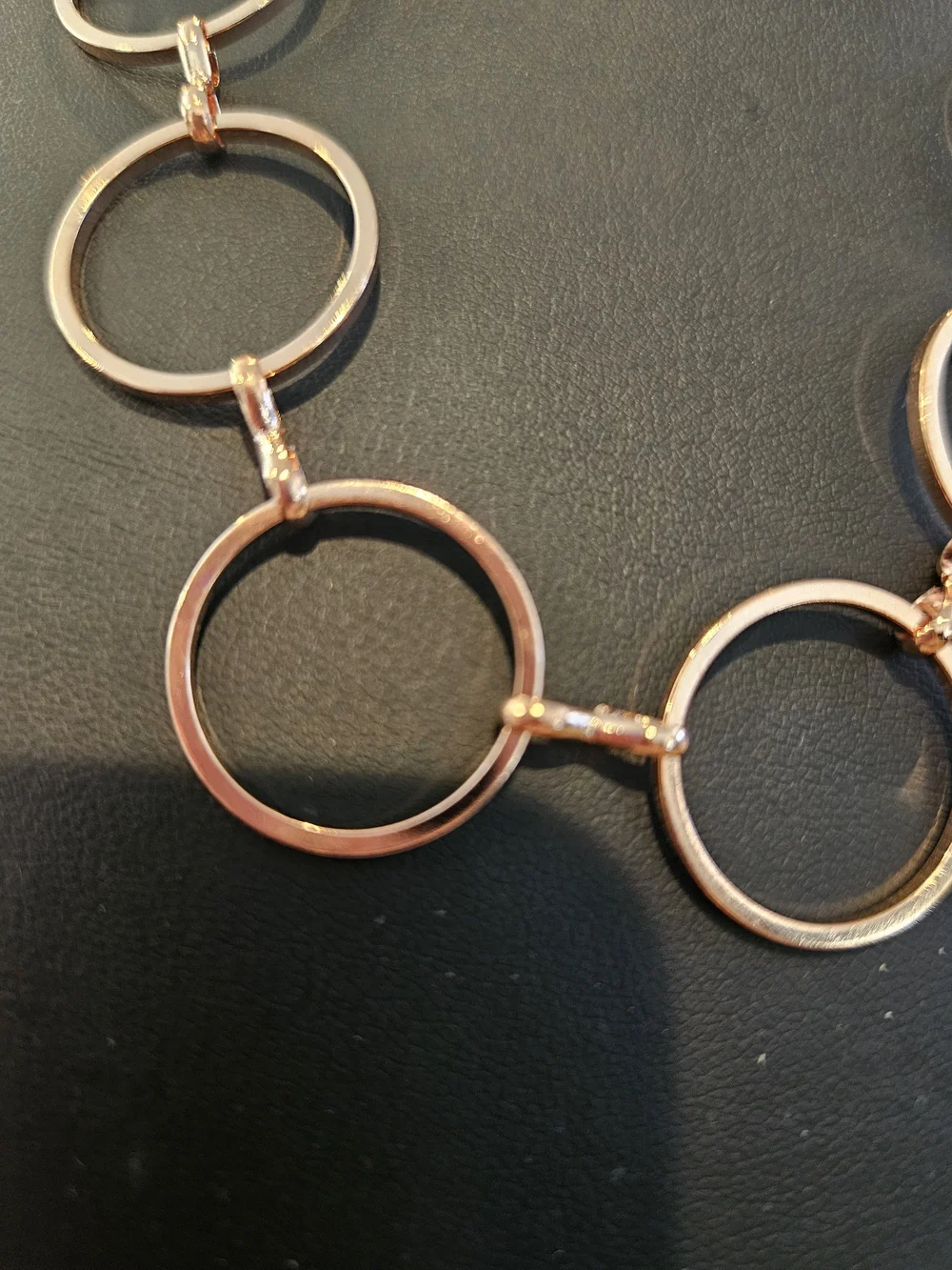 Rose Gold Open Circle Link Necklace - Women's Fashion Jewelry
